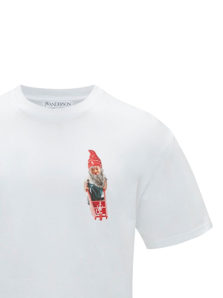 White Gnome-print Cotton T-shirt