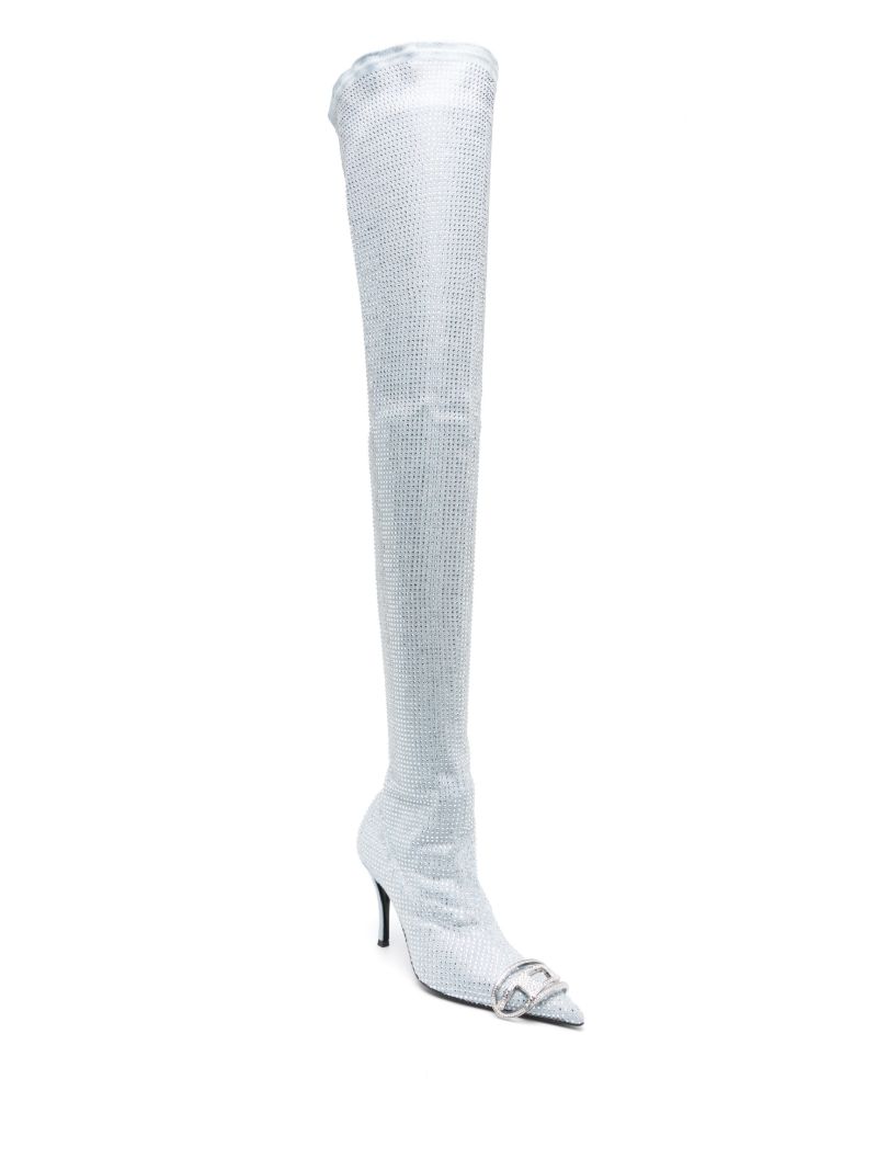 Blue D-venus 90 Embellished Thigh-high Boots