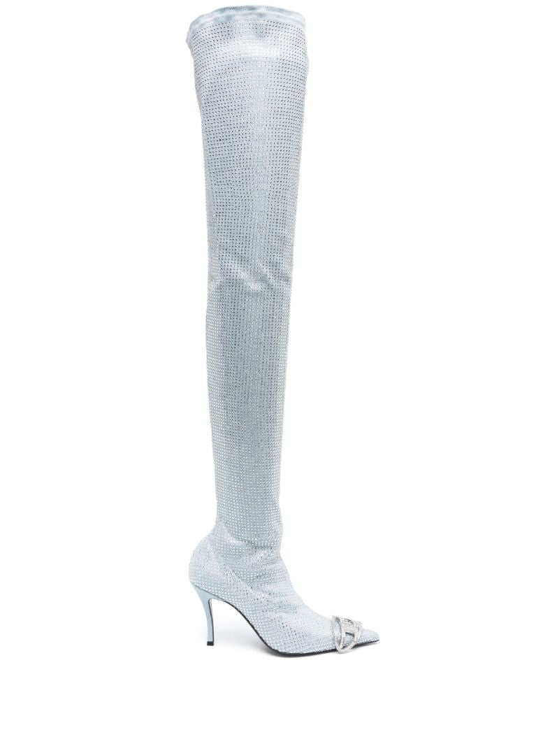 Blue D-venus 90 Embellished Thigh-high Boots