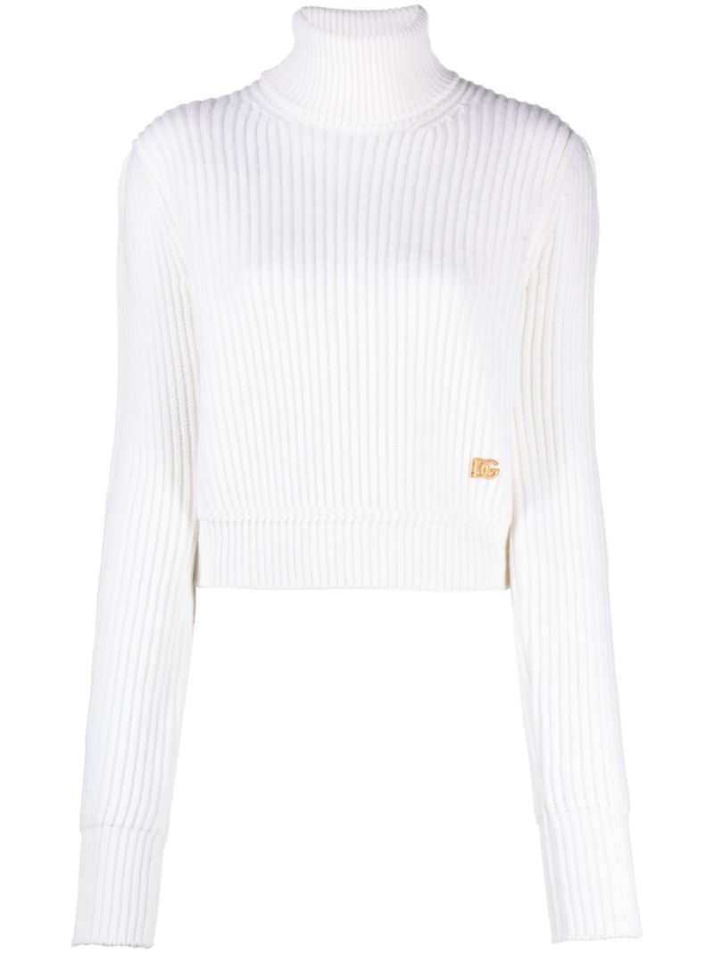 White Logo-plaque Wool Sweater