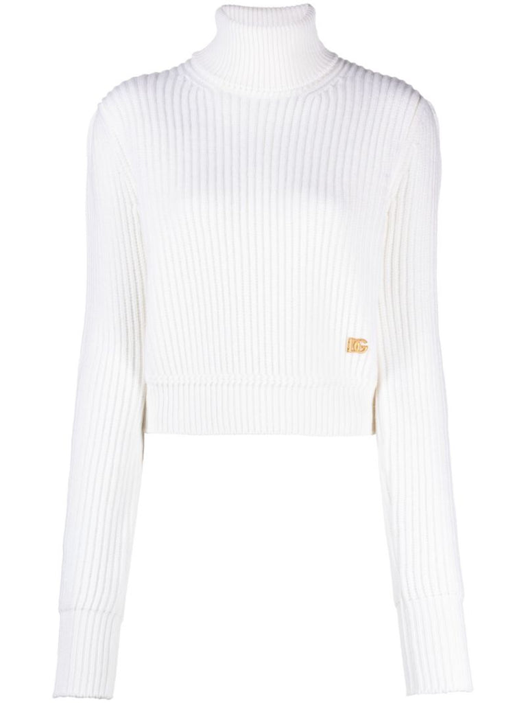 White Logo-plaque Wool Sweater