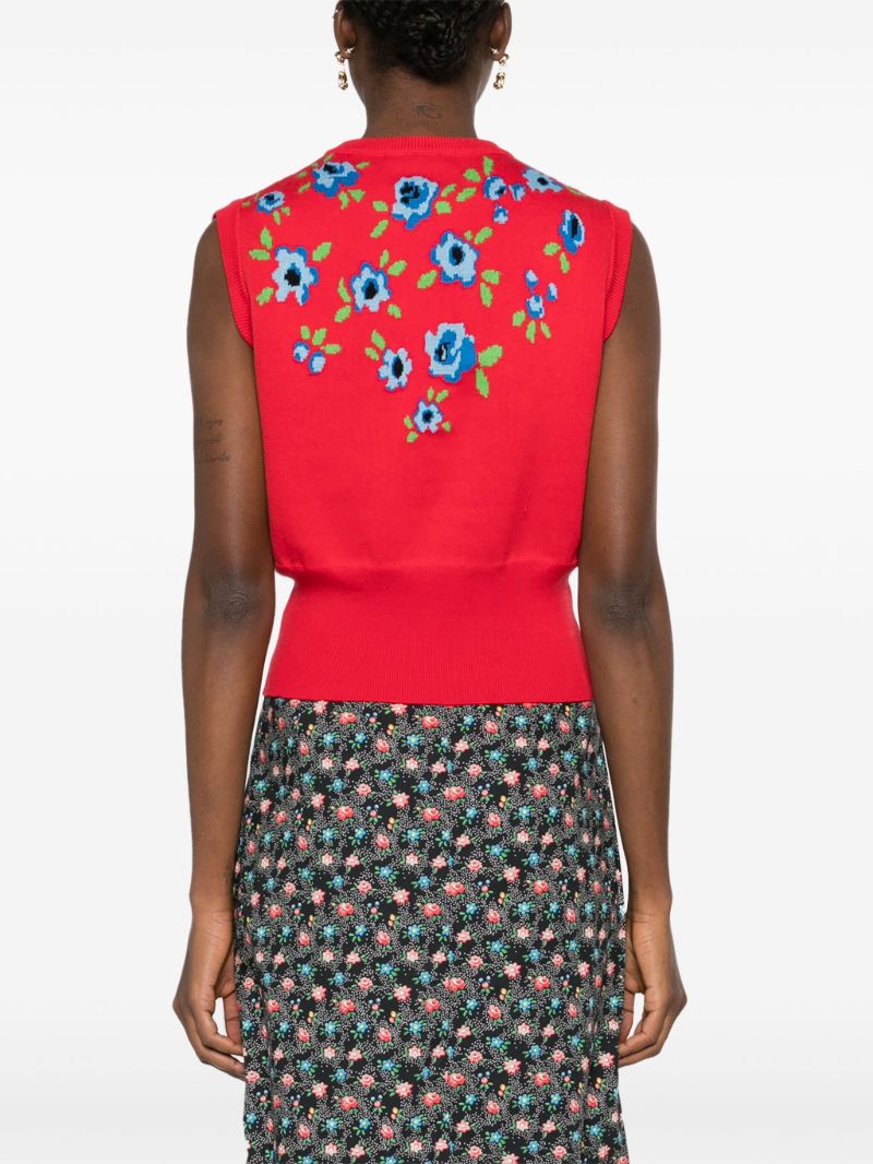 Red Rosie Floral-jacquard Cotton Vest
