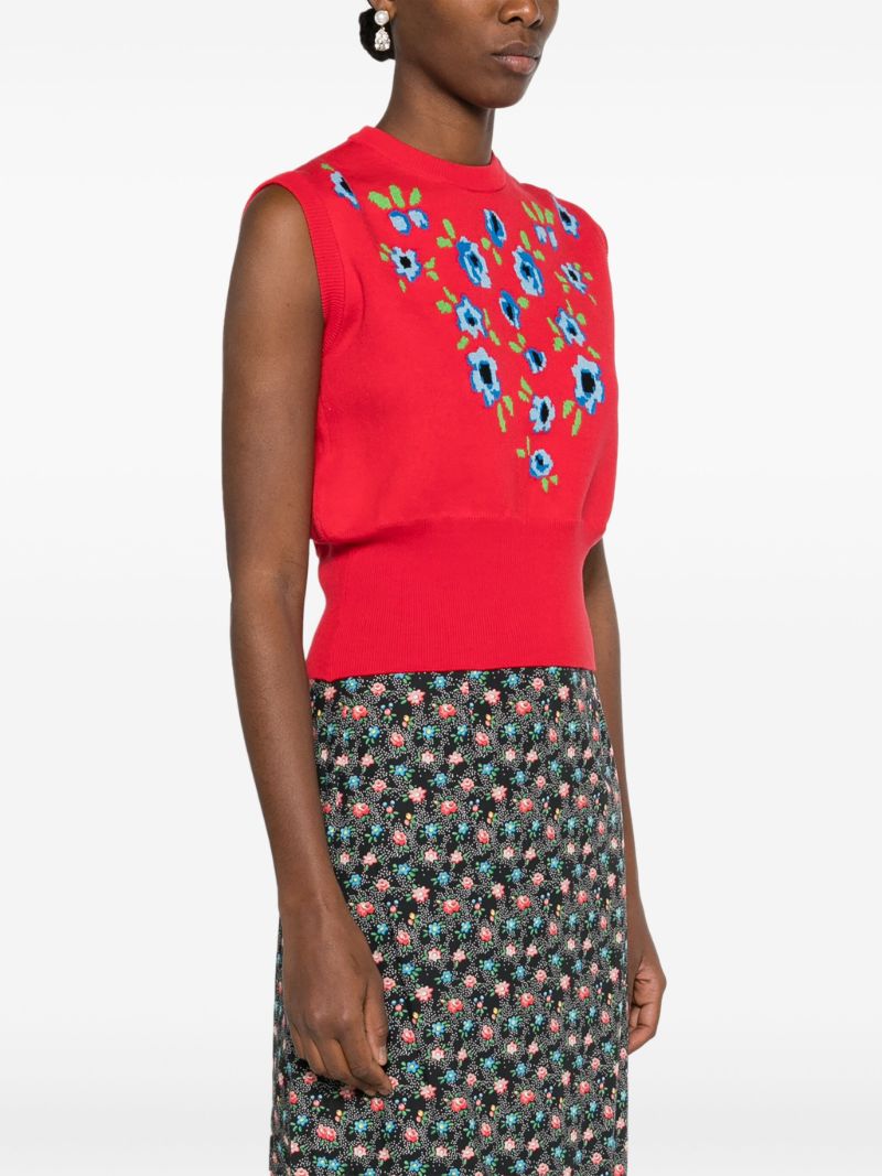 Red Rosie Floral-jacquard Cotton Vest