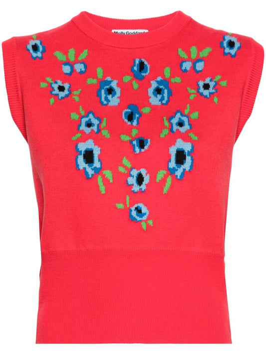 Red Rosie Floral-jacquard Cotton Vest