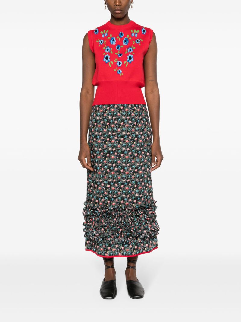 Red Rosie Floral-jacquard Cotton Vest