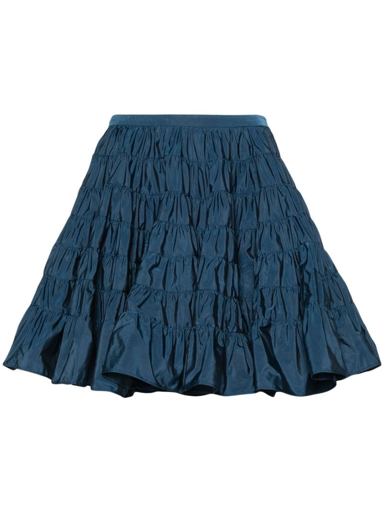 Blue Mattia Shirred Mini Skirt