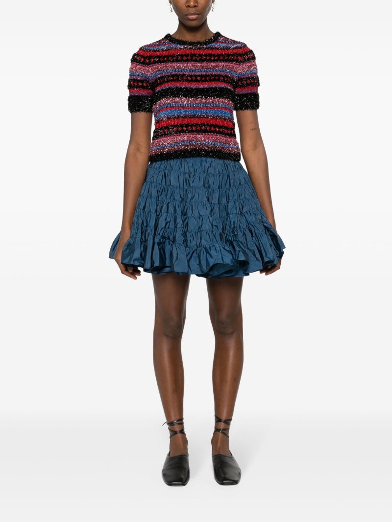 Blue Mattia Shirred Mini Skirt