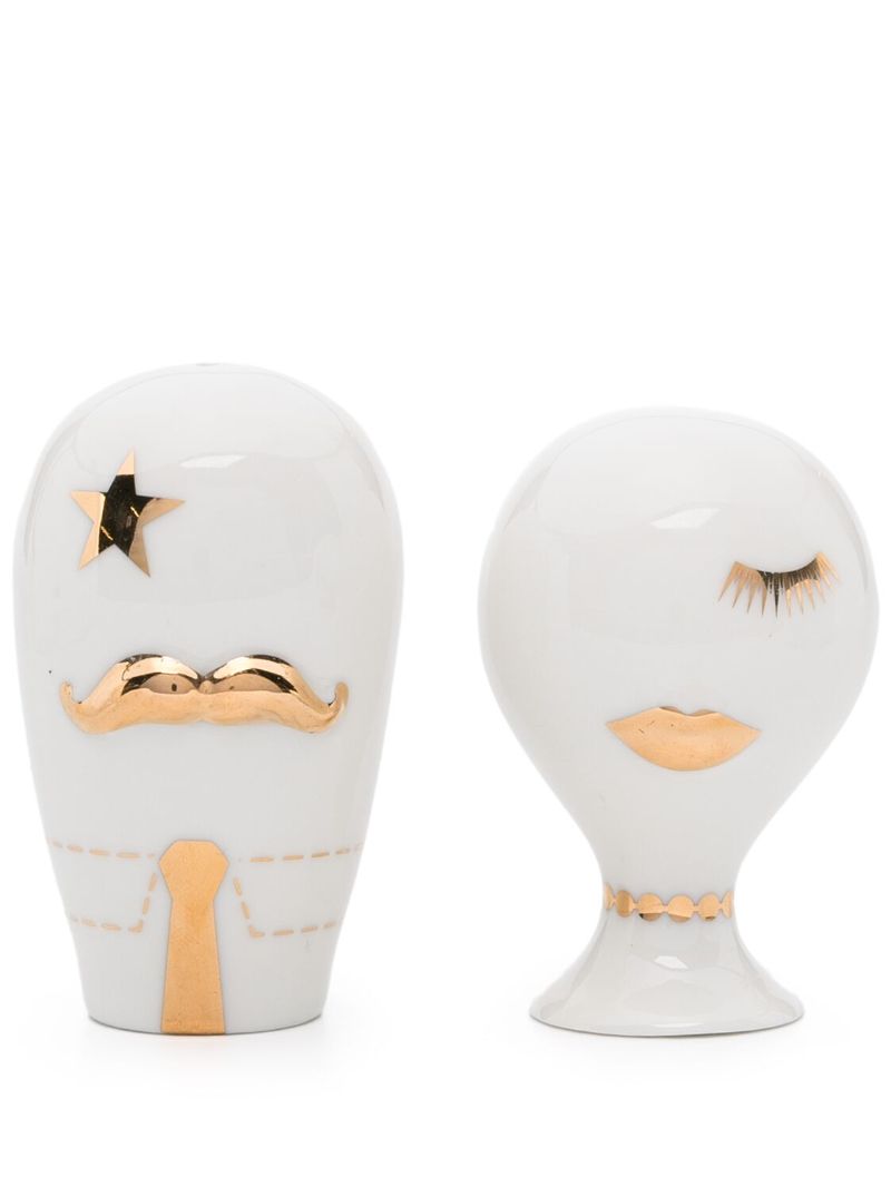 White Porcelain Mrs Muse and Mr Muse Shakers