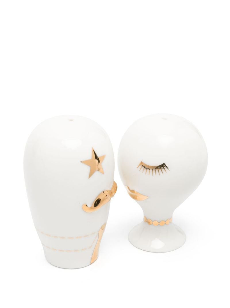 White Porcelain Mrs Muse and Mr Muse Shakers