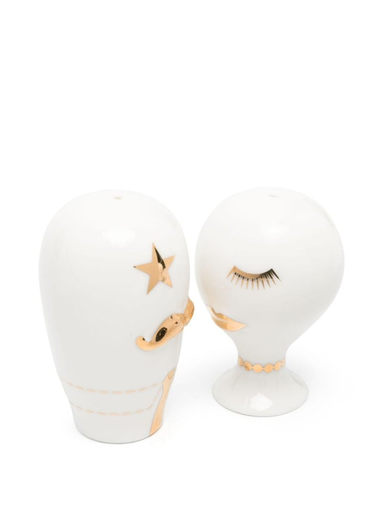 White Porcelain Mrs Muse and Mr Muse Shakers