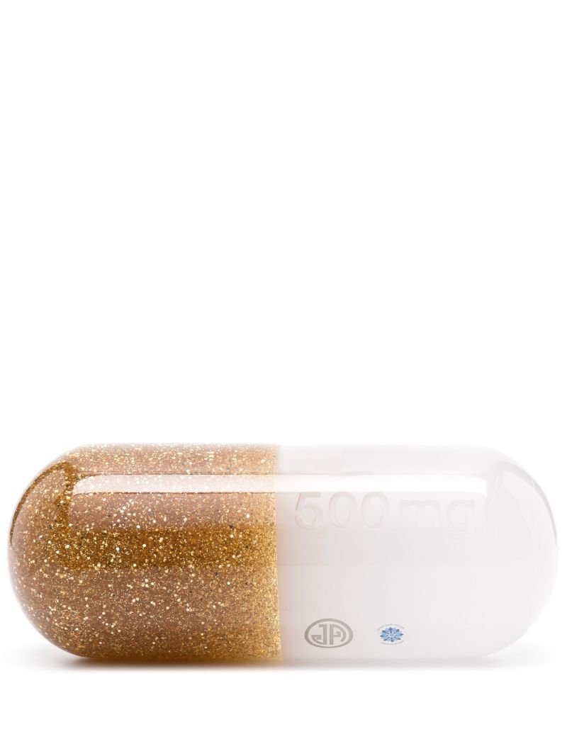Gold-tone Large Acrylic Pill
