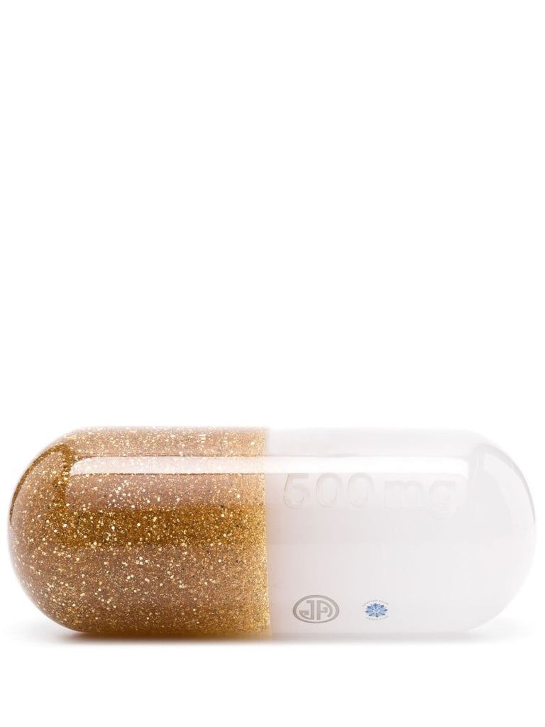 Gold-tone Large Acrylic Pill