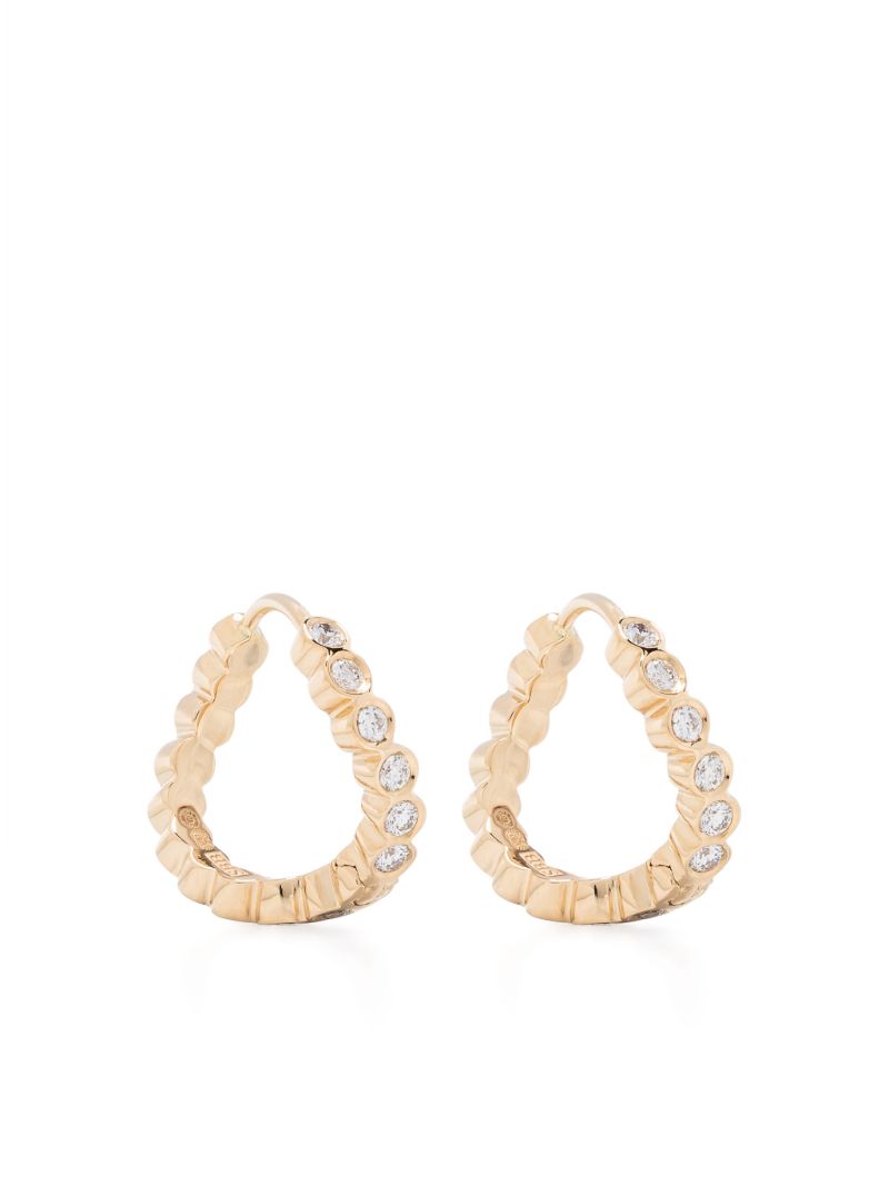 18k Yellow Gold Petite Courant Diamond Hoop Earrings