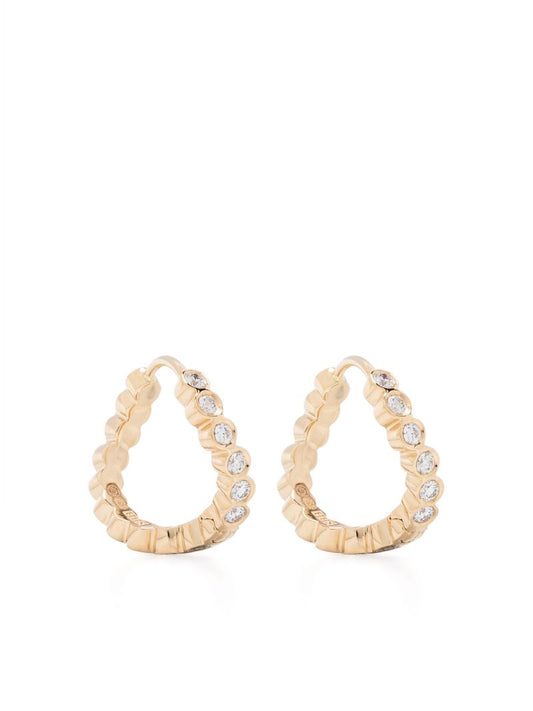 18k Yellow Gold Petite Courant Diamond Hoop Earrings