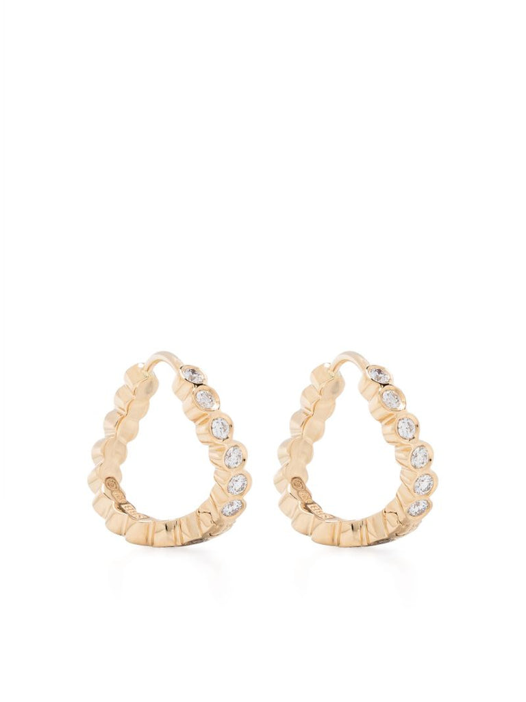 18k Yellow Gold Petite Courant Diamond Hoop Earrings