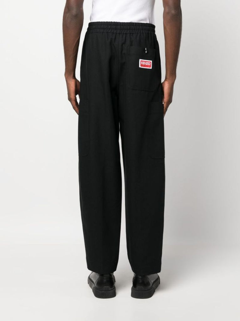 Black Wide-leg Cotton Trousers
