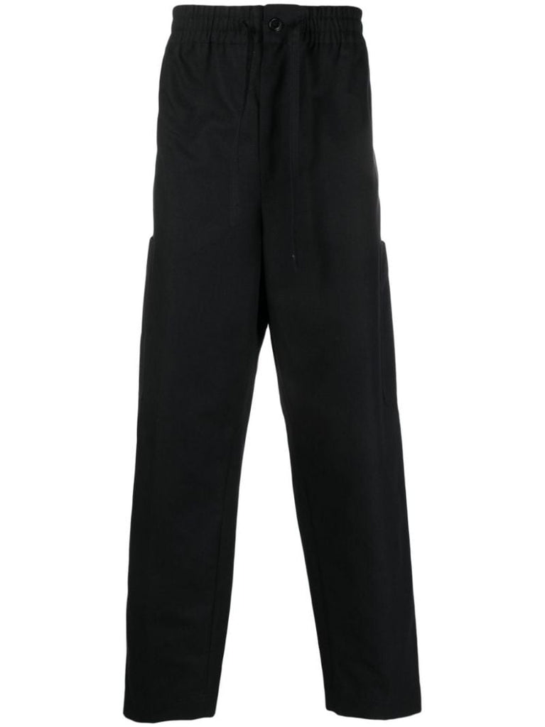 Black Wide-leg Cotton Trousers