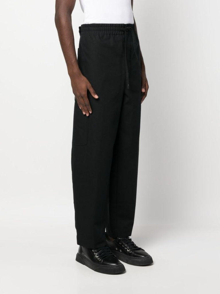Black Wide-leg Cotton Trousers