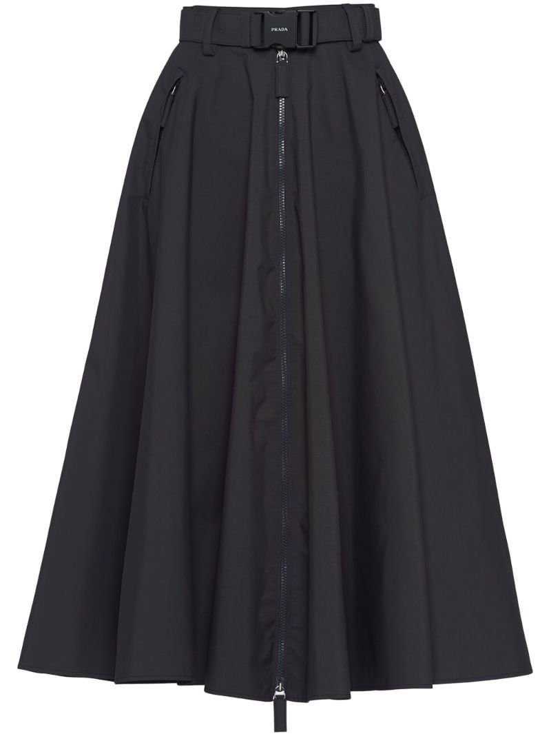 Grey Belted Midi Skirt