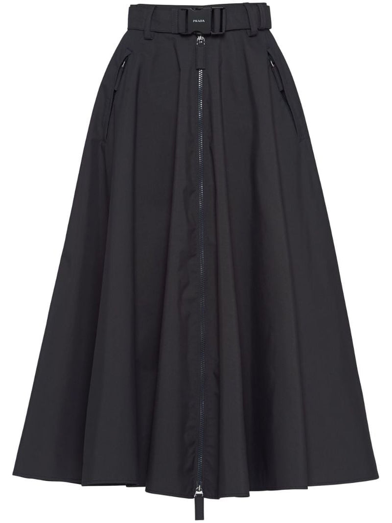 Grey Belted Midi Skirt