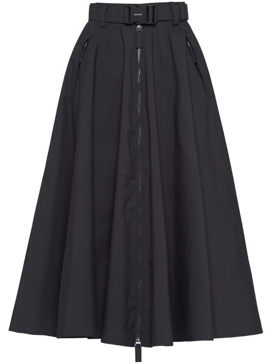 Grey Belted Midi Skirt