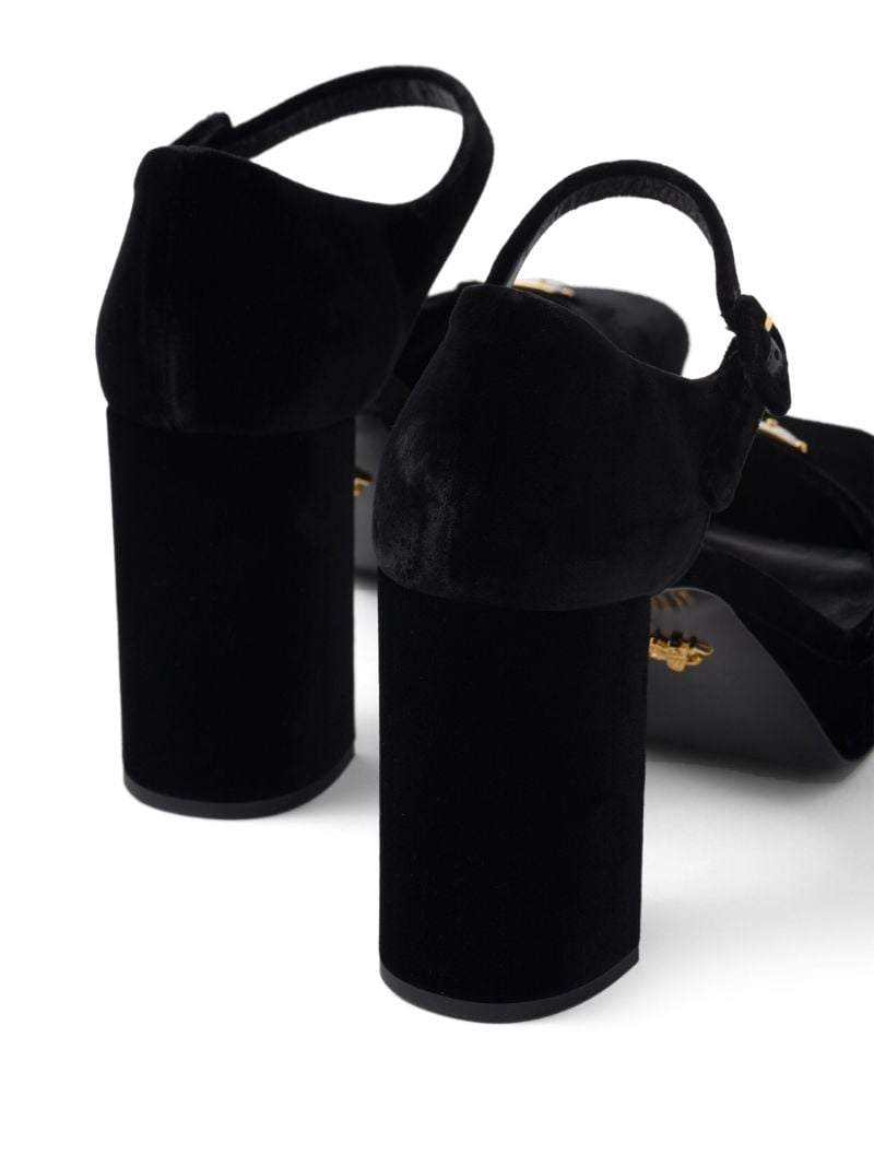 Black Plateau 95 Velvet Sandals