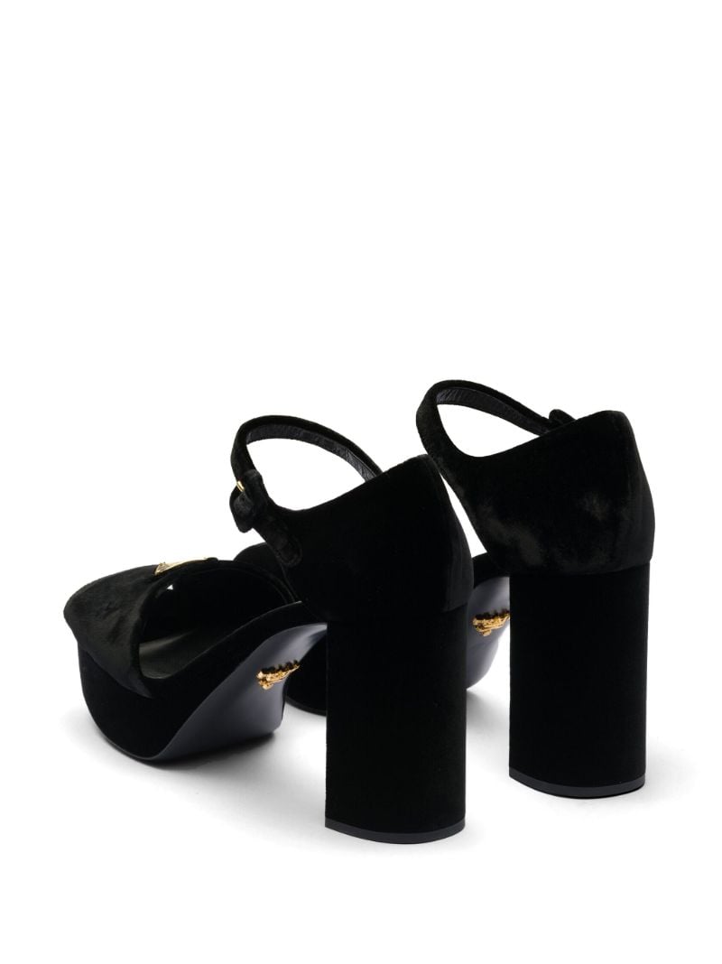 Black Plateau 95 Velvet Sandals