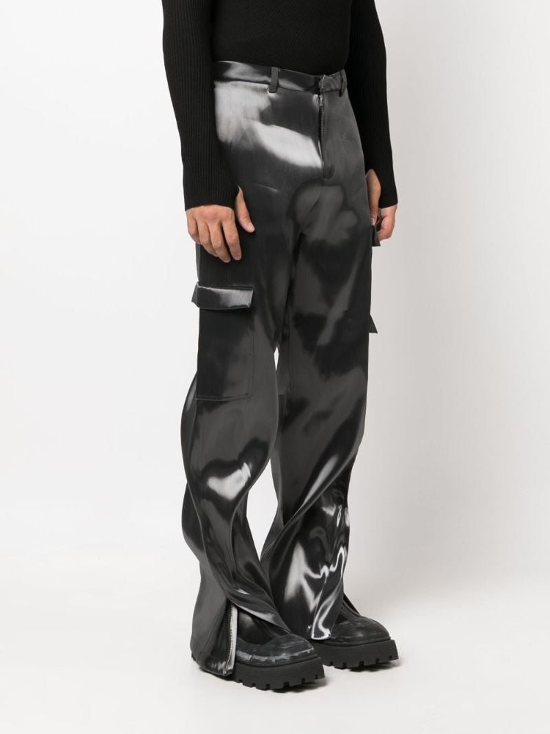 Grey Liquid Metal Cargo Trousers