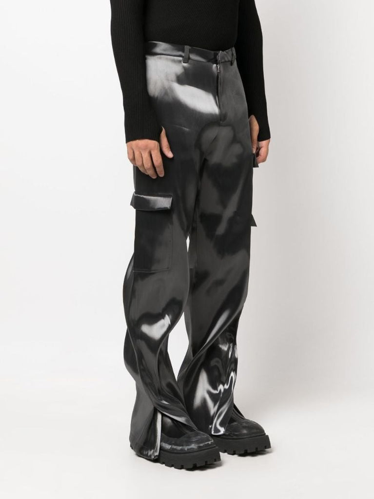 Grey Liquid Metal Cargo Trousers