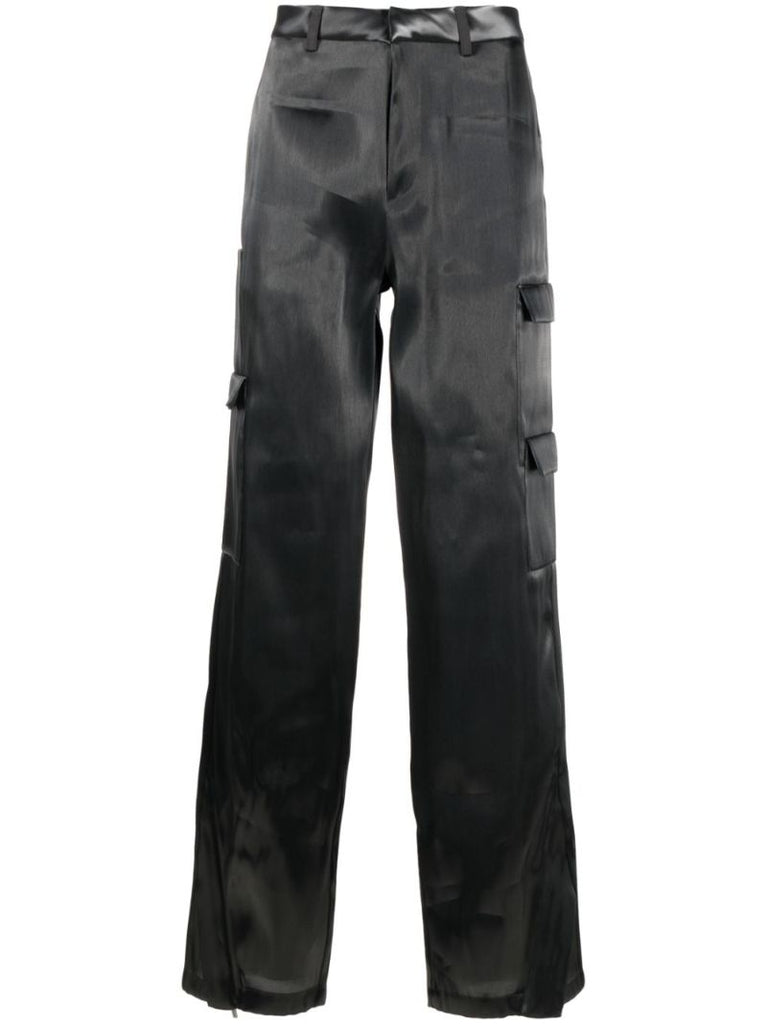 Grey Liquid Metal Cargo Trousers