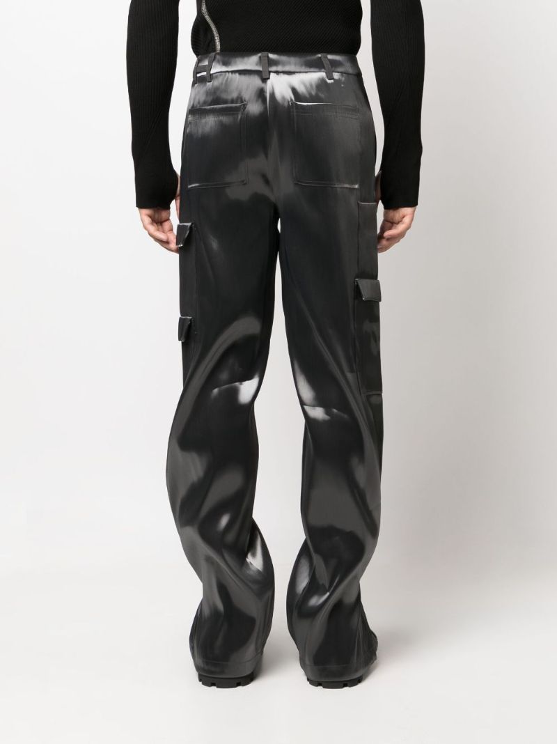 Grey Liquid Metal Cargo Trousers