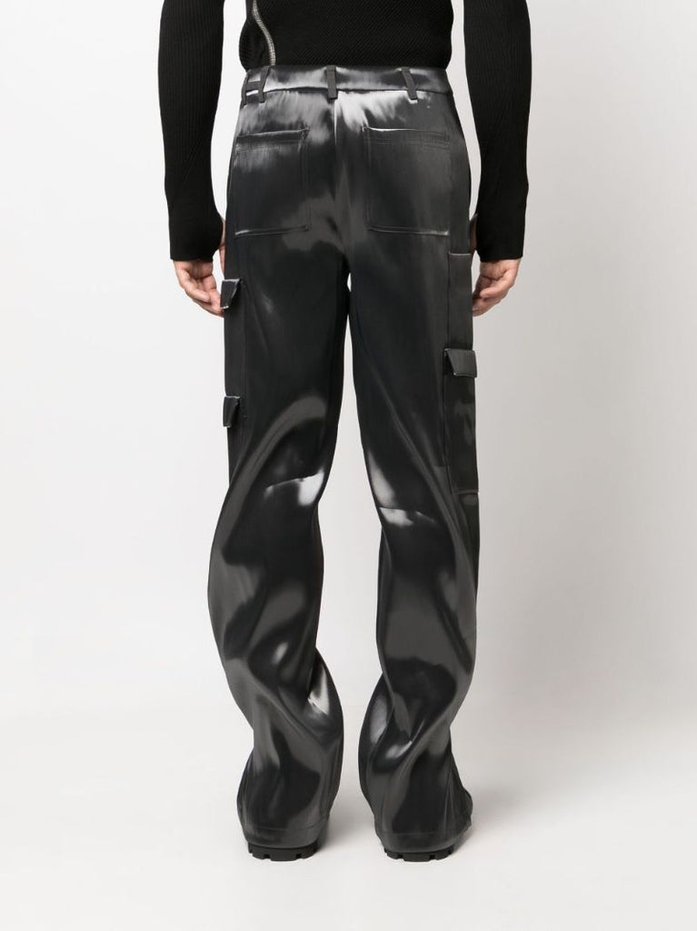 Grey Liquid Metal Cargo Trousers