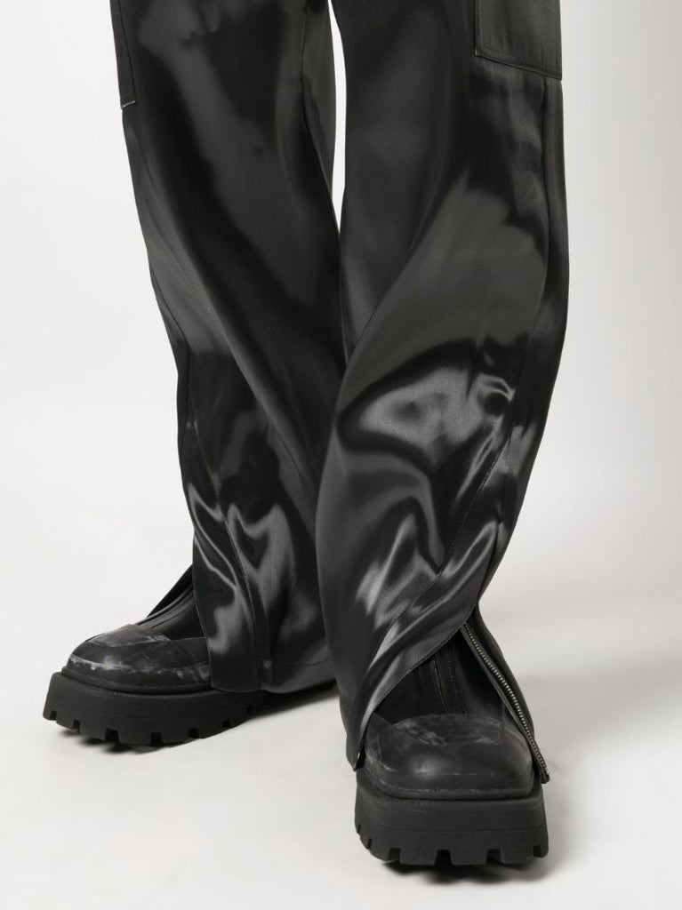 Grey Liquid Metal Cargo Trousers