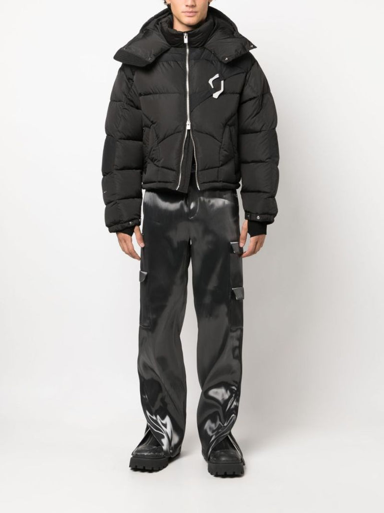 Grey Liquid Metal Cargo Trousers