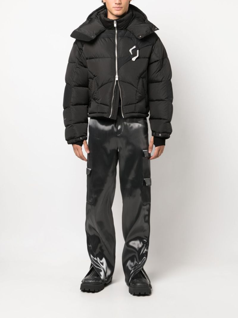 Grey Liquid Metal Cargo Trousers