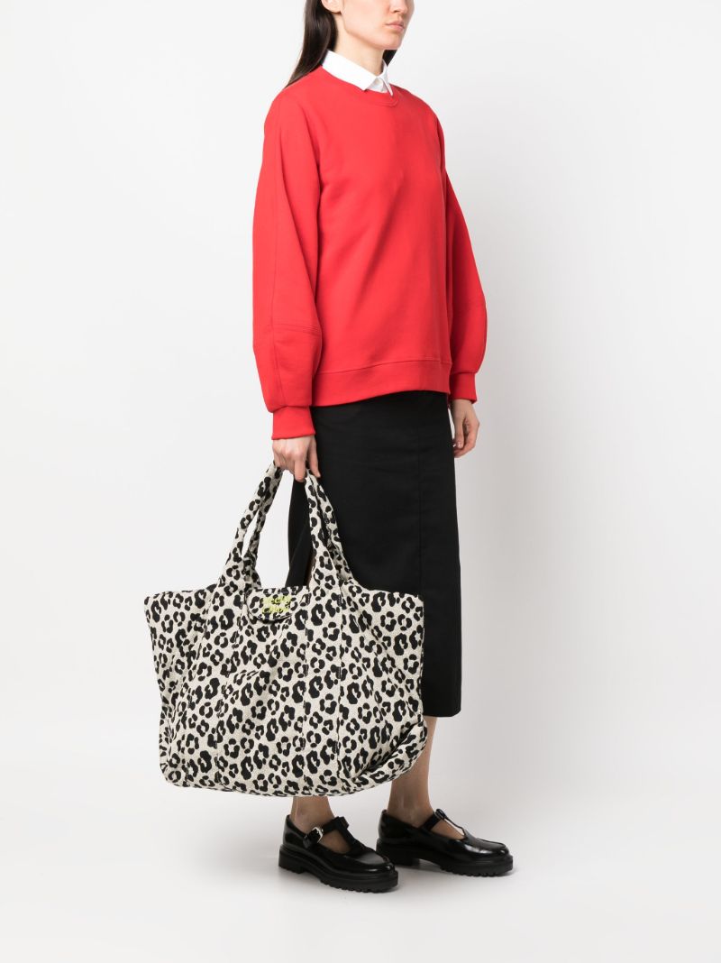 Black and Grey Laetizia Leopard-print Tote Bag