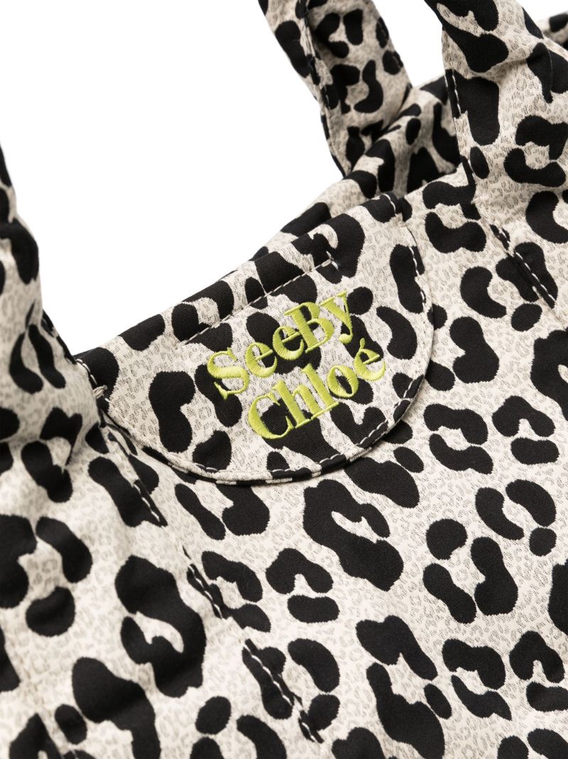 Black and Grey Laetizia Leopard-print Tote Bag