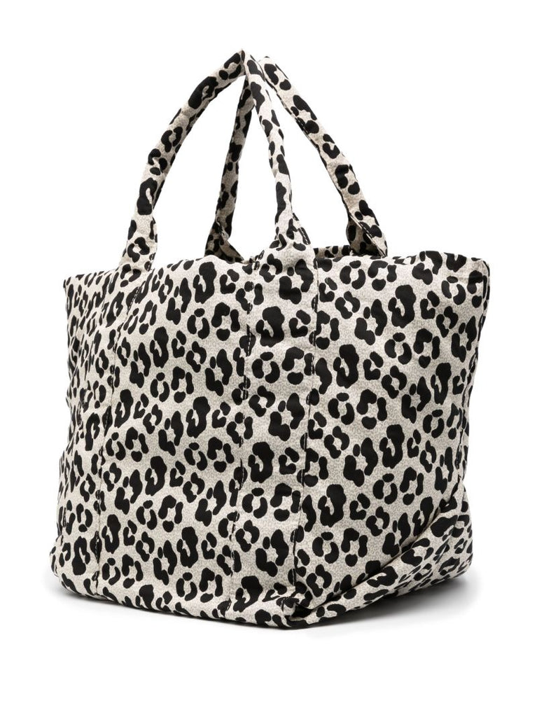 Black and Grey Laetizia Leopard-print Tote Bag