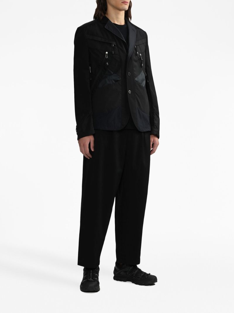 Black Drop-crotch Straight-leg Trousers