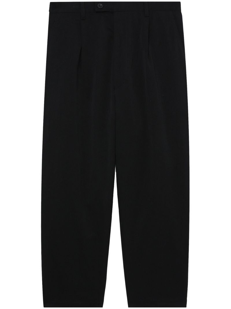 Black Drop-crotch Straight-leg Trousers