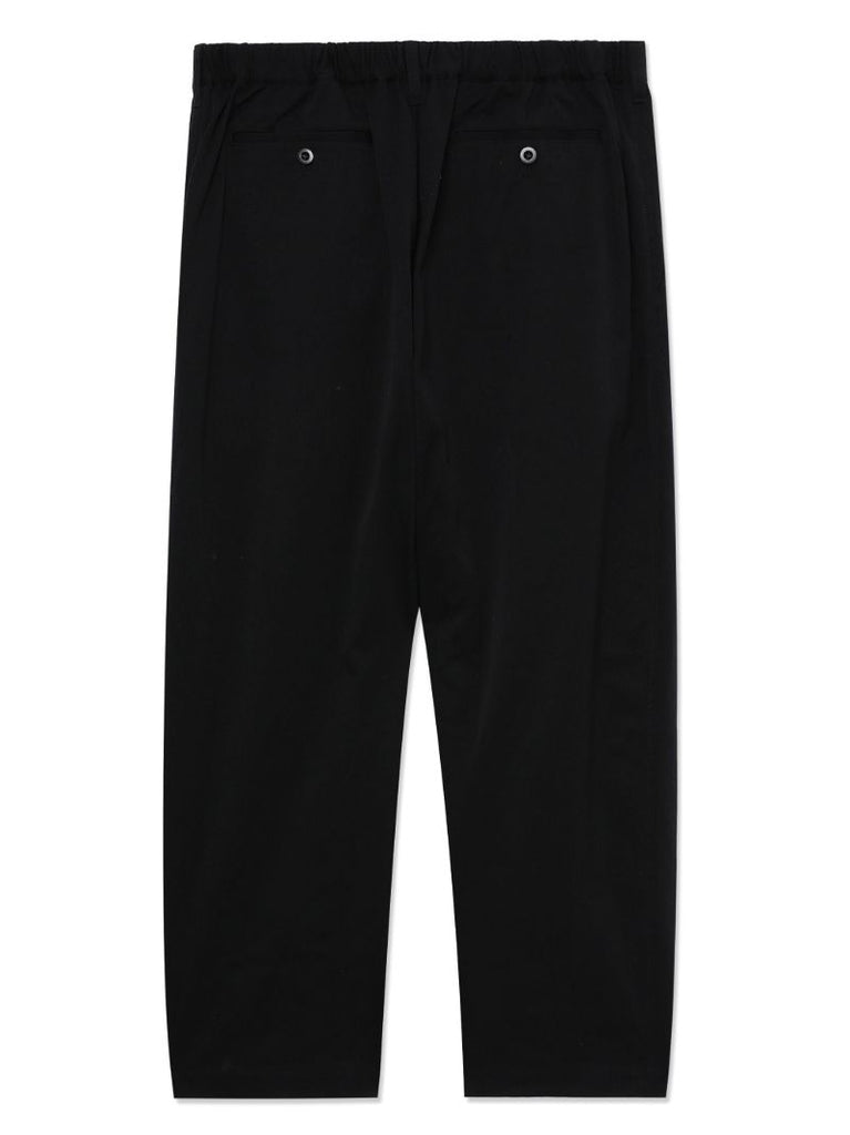 Black Drop-crotch Straight-leg Trousers