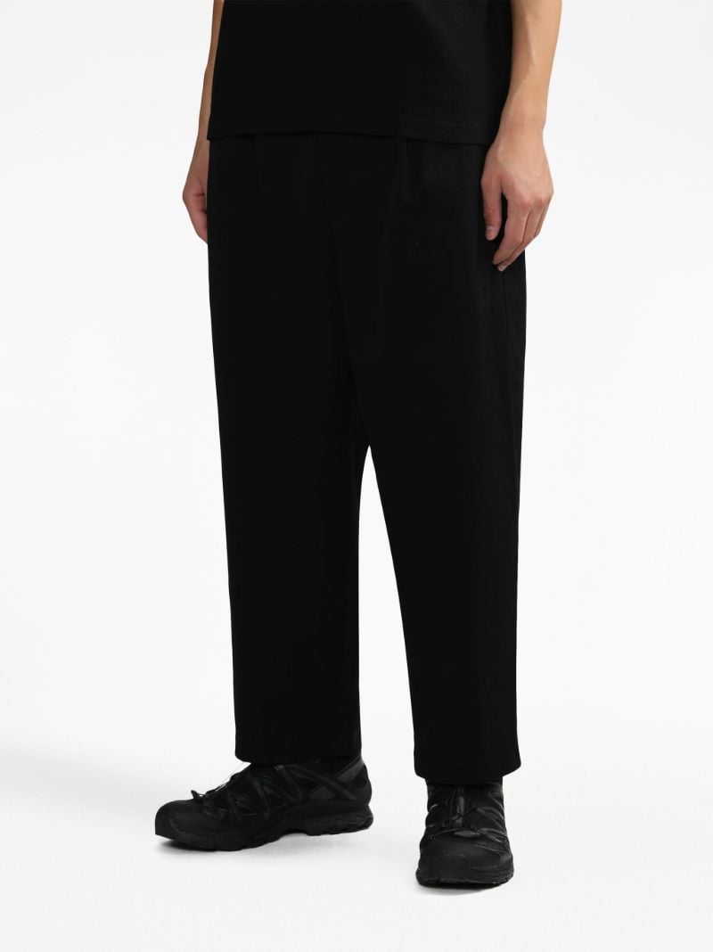 Black Drop-crotch Straight-leg Trousers