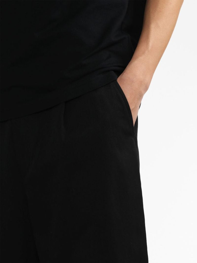 Black Drop-crotch Straight-leg Trousers
