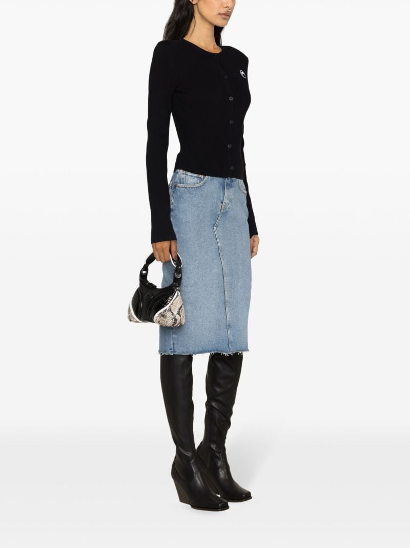 Black Crescent Moon-appliquÃ_x0083_Â© Ribbed Cardigan