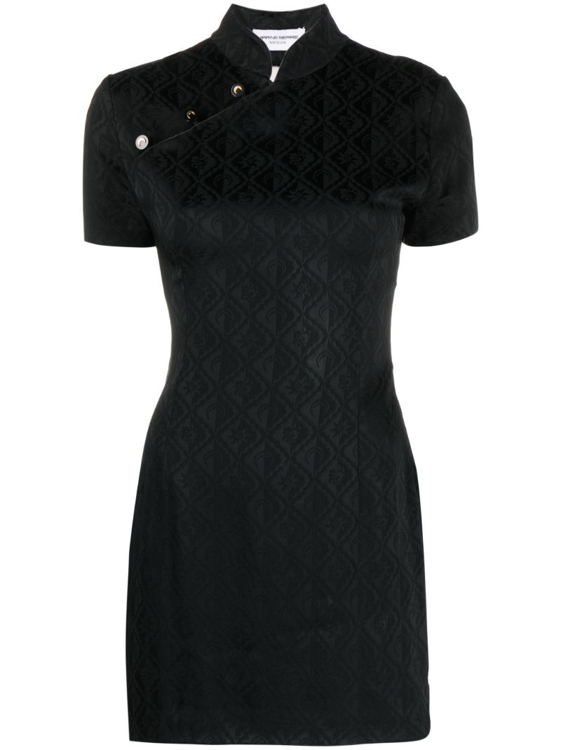 Black Crescent Moon Jacquard Dress