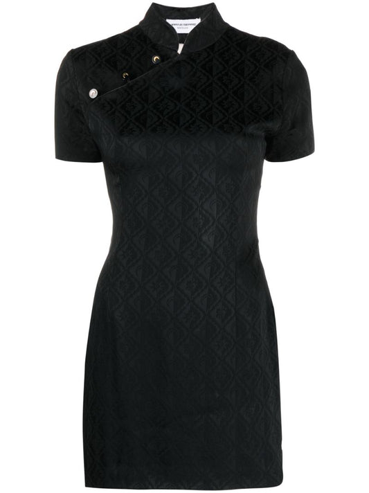 Black Crescent Moon Jacquard Dress