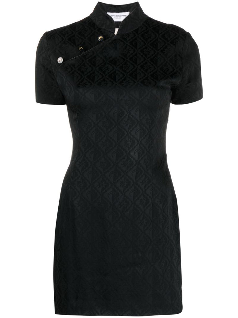 Black Crescent Moon Jacquard Dress