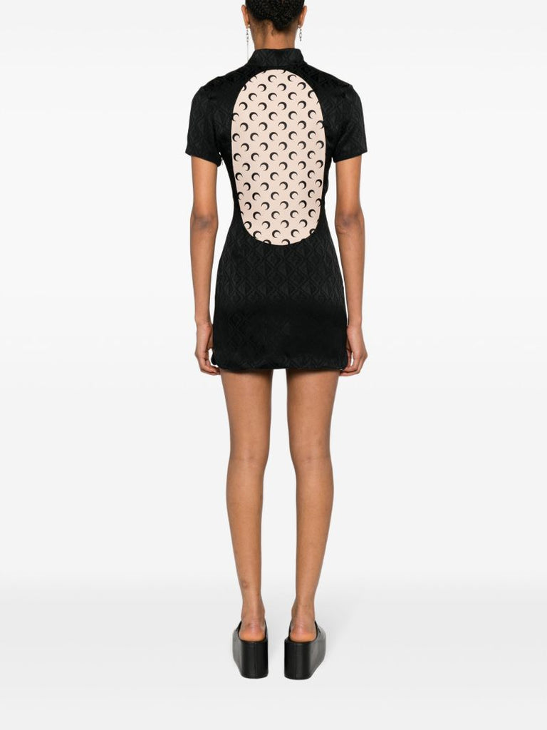 Black Crescent Moon Jacquard Dress