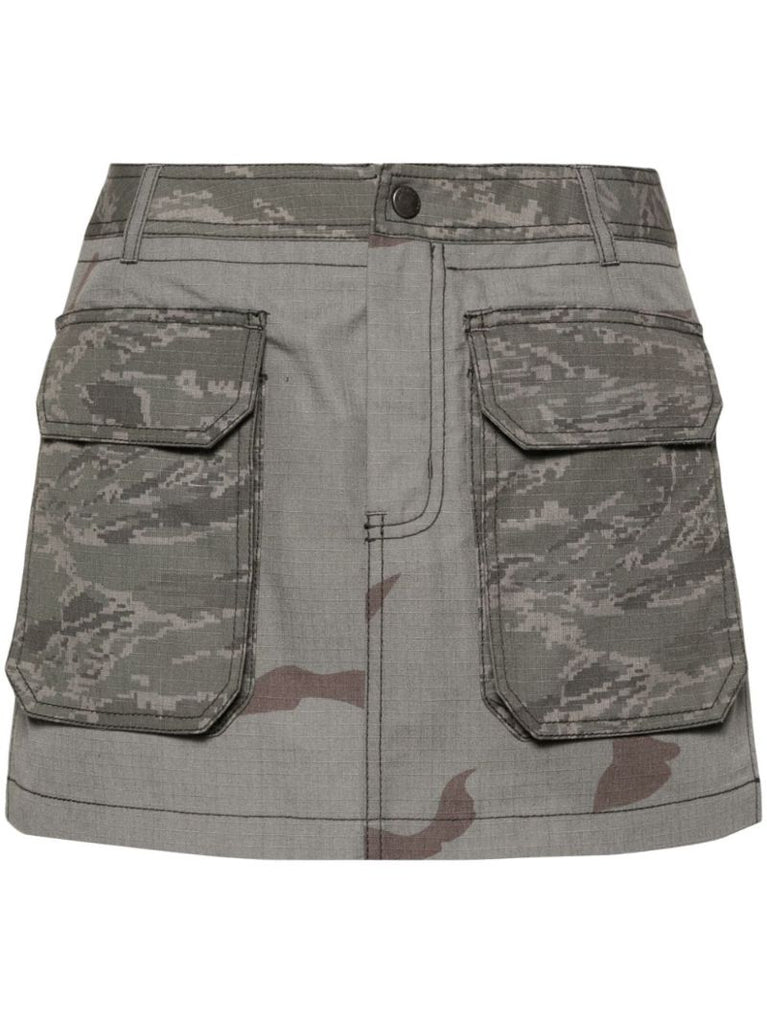Grey Regenerated Camo Mini Skirt