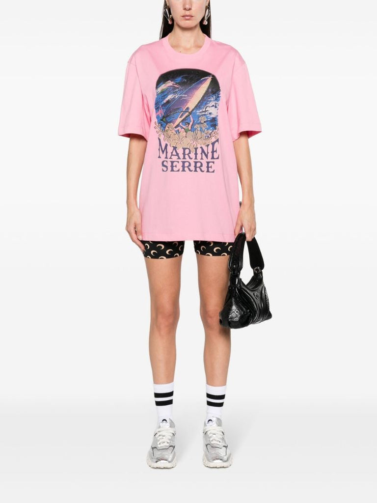Pink Logo-print Organic Cotton T-shirt